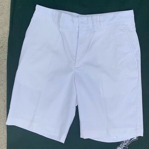 White performance golf shorts
